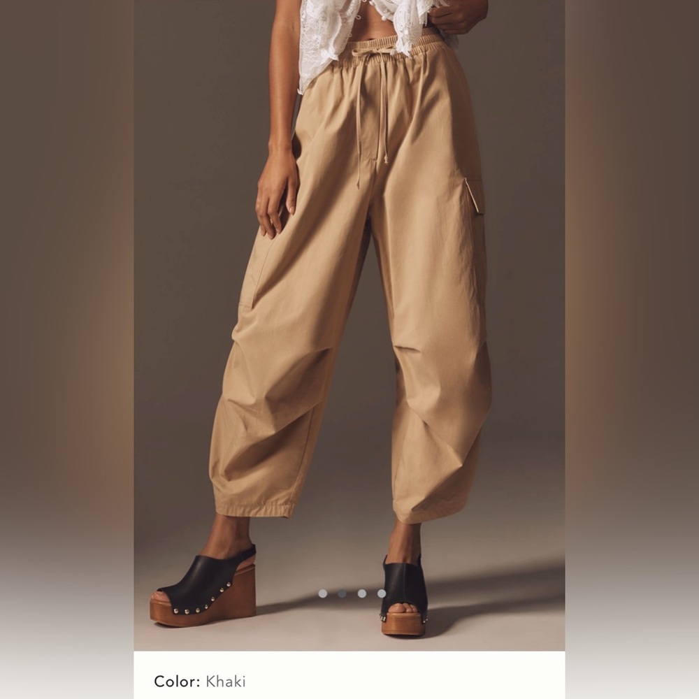 Khaki Drawstring Cargo Pants